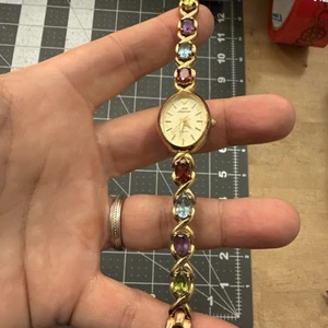 Jules Jurgensen Multi Edelstein Damenuhr Topas Granat Peridot neue Batterie - Bild 1 von 11