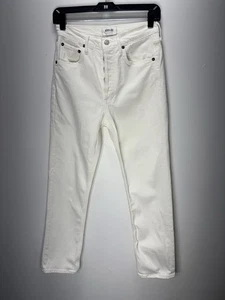 Agolde Women’s High Rise Straight Cream Jeans Demin Button Fly Cotton Sz 25 - Picture 1 of 13