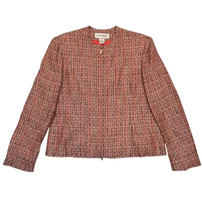 Блейзер Jones Wear Coral черный твид на молнии спереди опрятный старые деньги Academia размер 14 - Изображение 1 из 4