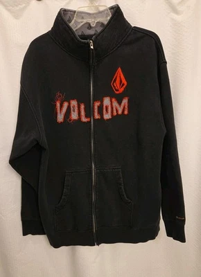 Vintage Y2K Volcom Stone Skateboard Zip Up Hoodie Black Red Size Large - Image 1 of 4