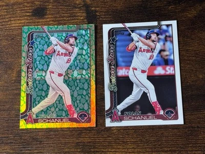 2025 Angels Nolan Schanuel Topps Series 1 FUTURE STARS Easter Holiday Foil +BASE - Image 1 of 4