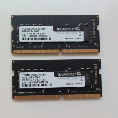 TEAMGROUP 8GB DDR4 PC4-21300 2666MHZ CL19 1.2V SODIMM MEMORY TED48G2666C19-SBK - Image 1 of 2