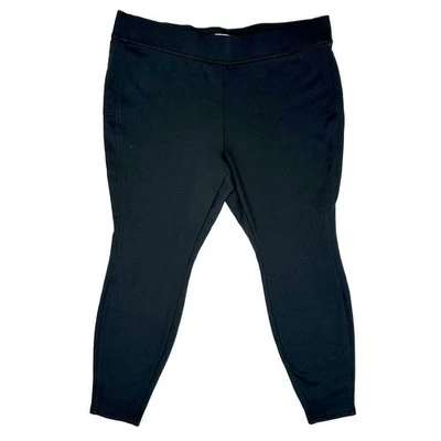 Lands End Serious Sweats Fleece Lined Leggings Womens 3X (24W-26W) Black Pocket - Image 1 of 4