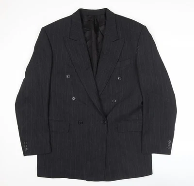 Blazer de lana de doble botonadura gris a rayas 42R Austin Reed para hombre Foto 1 de 4