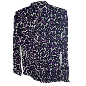 Wrangler Rock 47 Western Leopardenmuster Lila Schwarz Damen Button Down Medium - Bild 1 von 7