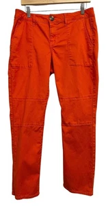 Cabi Pants Womens 8 Red Straight Leg Utility Patch Pocket Stretch Style 6046 - Picture 1 of 12