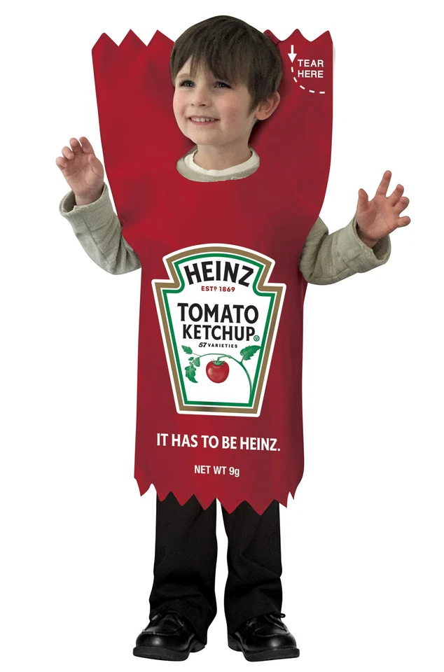 Nuevo paquete de ketchup Heinz rojo disfraz para niño pequeño Foto 1 de 1