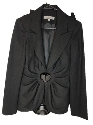 Anne Klein Chelsea 100% Virgin Wool 2 Piece Skirt Suit Size 8 Black - Image 1 of 4