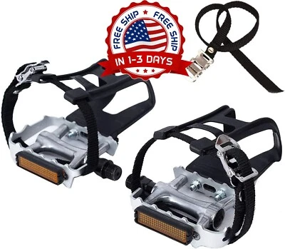 Pedales De Bicicleta Con Clips Y Correas Para Ciclismo Al Aire Libre Y Bicicleta Foto 1 de 4
