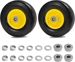 9X3.50-4" Flat Free Tire and Wheel Lawnmower Tire,Front Zero Turn Mower/Garden T - Picture 1 of 8