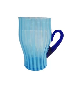 Fenton Blue Opal Striped Lemonade Glass Tumbler Victorian applied handle - Picture 1 of 6