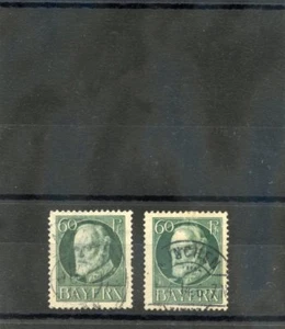 DEUTSCHLAND, BAVARIA SC 107A (MI 102Ib) SEHR GUTER ZUSTAND GEBRAUCHT 1914 60pf SCHWARZ BLAU GRÜN $ 1500 - Bild 1 von 1