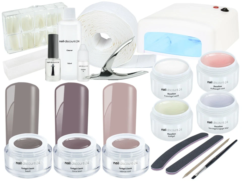 XXL Nagelstudio Farb UV Gel STARTER SET NUDE Nail Art Einsteiger French Maniküre - Bild 1 von 4