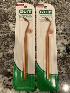 GUM Stimulator Permanent Handle with Rubber Tip Precision Ctrl Massages Gums 2pk - Picture 1 of 3