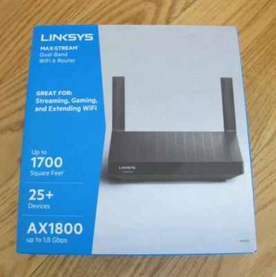 Linksys Max-Stream AX1800 Dual-Band Mesh Wi-Fi 6 Router MR7350 Black - Image 1 of 4