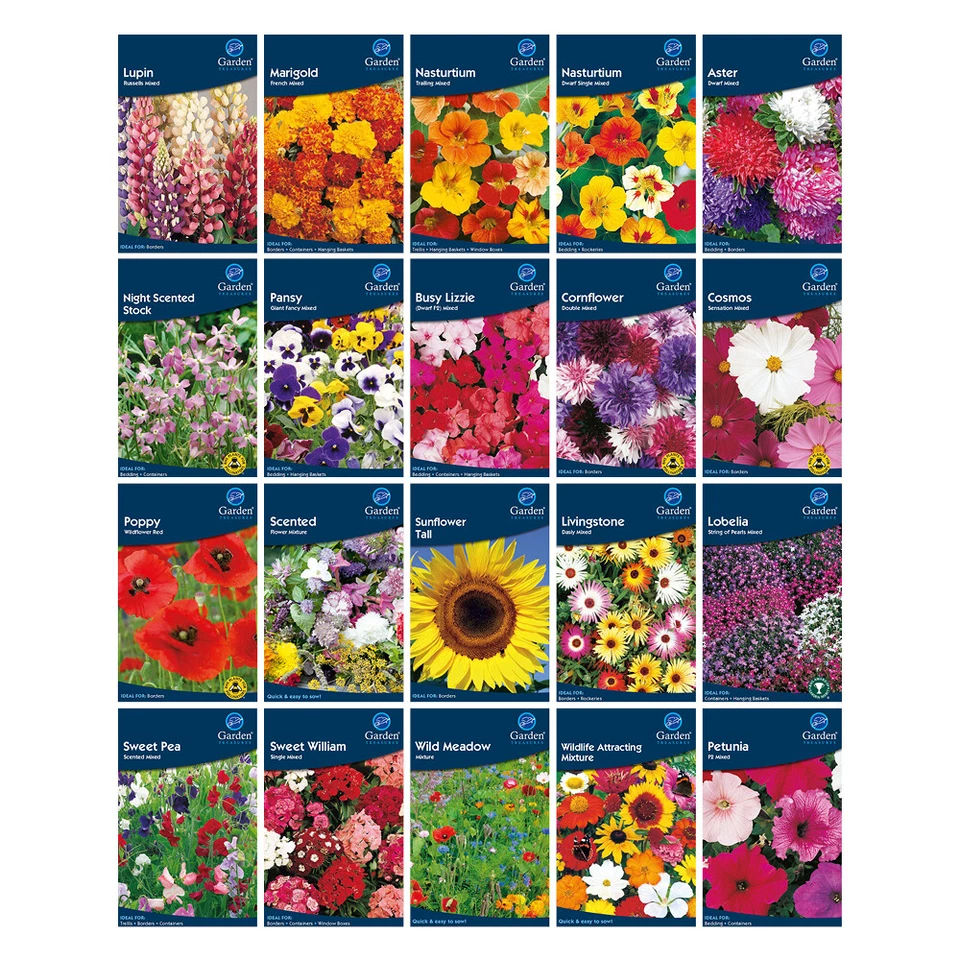 Flower Seeds Garden Treasures Flowering Variety Garden Plant Grow Free Uk P&P - Image 1 of 1