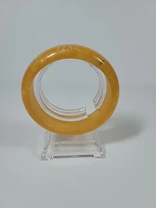 Vintage Translucent Honey Yellow Plastic Lucite Marbled Bangle Bracelet 80's - Picture 1 of 6