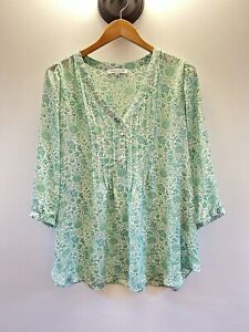 Rose and Olive 2x Blouse Green Floral Spring 3/4 Sleeves