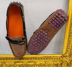 Etro Unisex City Moccasins Paisley Jacquard Size 39 New - Picture 1 of 19