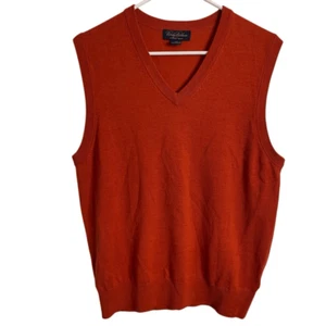 Brooks Brothers Herren 100% Saxxon Merino Wool Sweater Weste M Orange Pullover - Bild 1 von 3