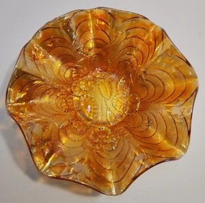 Vintage Glasschale kaiserlich orange irisierend Karneval - Bild 1 von 9