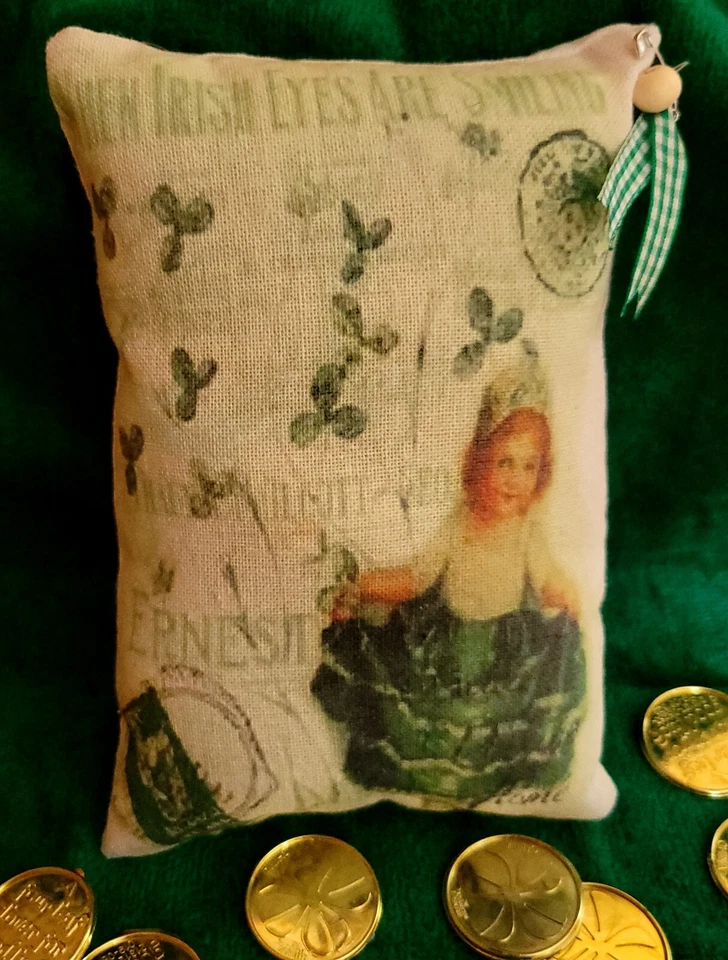 Primitive ST. Patricks Little Girl Day Tuck Pillow Peg / Door Hanger  - Image 1 of 1