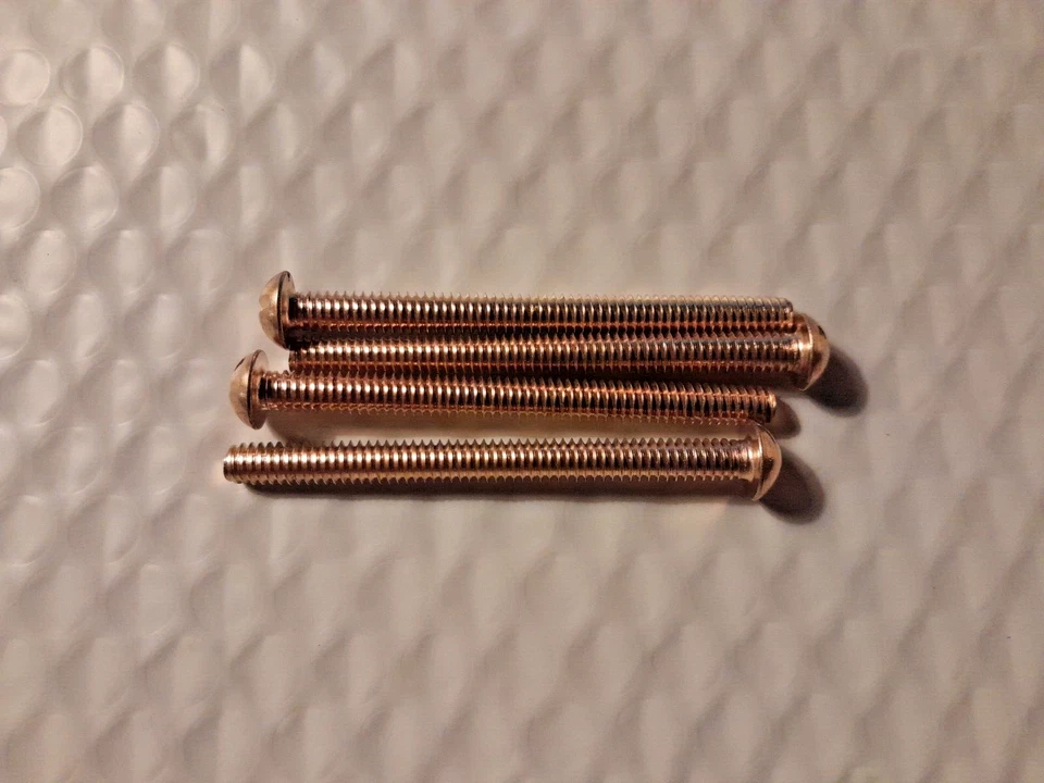 1/4-20 X 3" ROUND HEAD SLOTTED MACHINE SCREWS SOLID BRASS (QTY 4) - Image 1 of 1