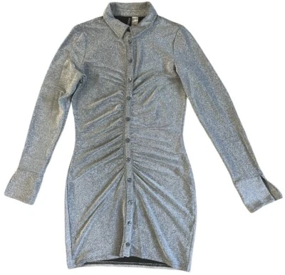 Vestido acanalado metálico plateado para mujer H&M - talla mediana Foto 1 de 4