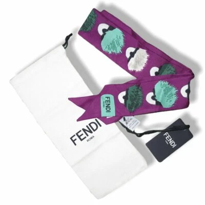 Fendi фиолетовый/зеленый Twillino существ монстр шелк бандо/голова шарф - Изображение 1 из 4