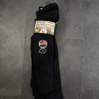 Mens Knee High Socks Soft Wool Blend Boot Socks UK 6-11 Black - 3 PAIRS