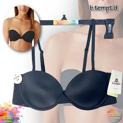 Sujetador sin tirantes push-up 34B Future Foundation 954381 negro nuevo con etiquetas b.tempt'd para mujer Foto 1 de 4