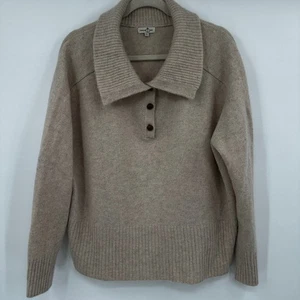 Suéter Cortland Park Cashmere Beige Grande Cuello Botón Pullover XL - Imagen 1 de 10