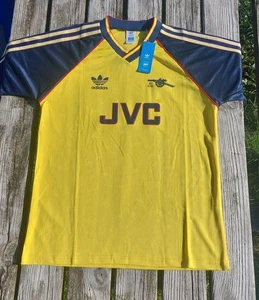 adidas arsenal soccer shirt jersey 90-91 away yellow L - Picture 1 of 2