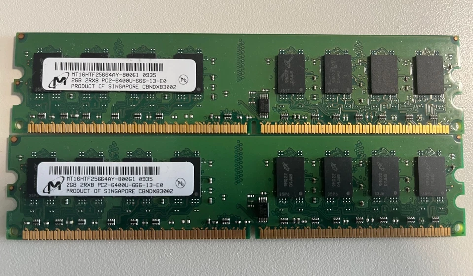 MICRON MT16HTF25664AY-800G1 2GB DESKTOP DIMM DDR2 (Pair) - Image 1 of 1