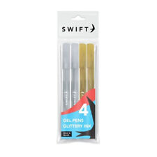 4 Pack Gold/Silver Glittery Neon Ink Gel Pens Writing School Stationery Office