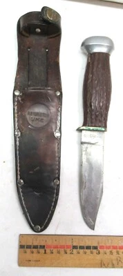 VINTAGE REMINGTON UMC RH 290 NOVO STAG KNIFE WITH ORIGINAL SHEATH - Imagem 1 de 4