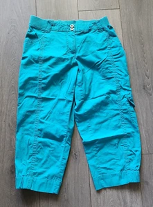 Chico's Cargo Capri Pants Women's 00 XS 2 Blue 28 x 20 Mid Rise Stretch FLAW - Picture 1 of 15