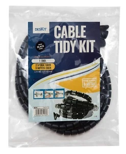 Cable Tidy 2 x 3 Meter Black Wire Organizing Kit, Spiral Wrap - Picture 1 of 3