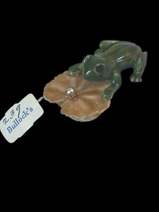 Vintage Enamel Frog w/Lily Pad & Pearl Brooch Pin by Robert EUC Bullocks Tag - Picture 1 of 3
