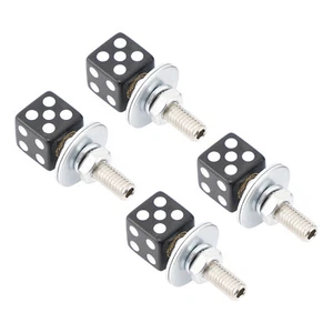 4x Custom DICE License Plate Bolt Screw Black Plastic Motorcycle Chopper Bobber - Picture 1 of 8