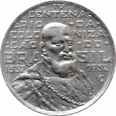 Brazil 2000 reis 1932, UNC Details, "400th Anniversary - Colonization of Brazil" - Image 1 of 2