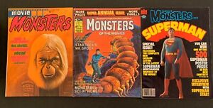 3 Vintage Monster Magazines • 1975-79 • VG/FN • Rodan•Star Trek•Superman & more!