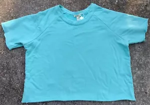 Eileen Fisher French Terry Capelet Short Sleeve Top Cotton Blue size L new - Picture 1 of 13