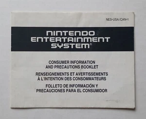 Nintendo NES - insert, Consumer Information Precautions Booklet NES-USA/CAN-1 - Picture 1 of 2
