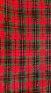 Rot grün silber kariert Stoffrest 40" x 66" Baumwollmischung - Bild 1 von 1
