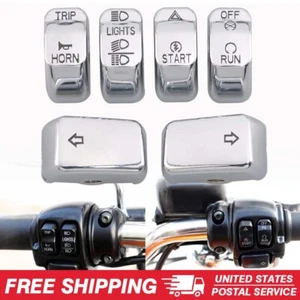 Chrome Hand Control Switch Housing Button Caps Fit For Harley Softail Sportster - Foto 1 di 16