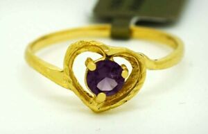 AAA ALEXANDRITE  0.33 Cts HEART RING 10K YELLOW GOLD - Made in USA - NWT