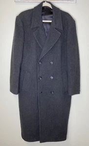 VTG LONDON FOG Mens 40L Heavy Wool Dbl Breasted Overcoat Heathered Gray USA Made - Picture 1 of 8