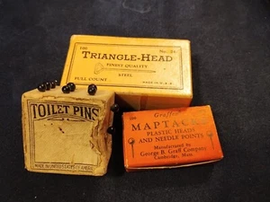 Graffe MapTacks weinrot mittelgroß + Vintage Glas Stahl Toilettenstifte + Pin Box - Bild 1 von 12