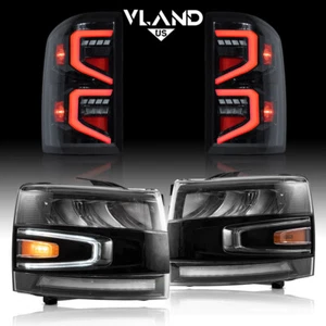 Vland Led Headlights+Tail Lights For 07-13 Silverado 1500 2500 3500HD Sequential - Picture 1 of 23